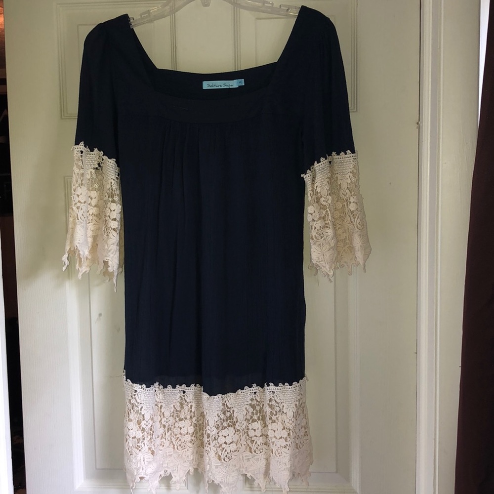 Navy Blue & Crochet Swim Cover